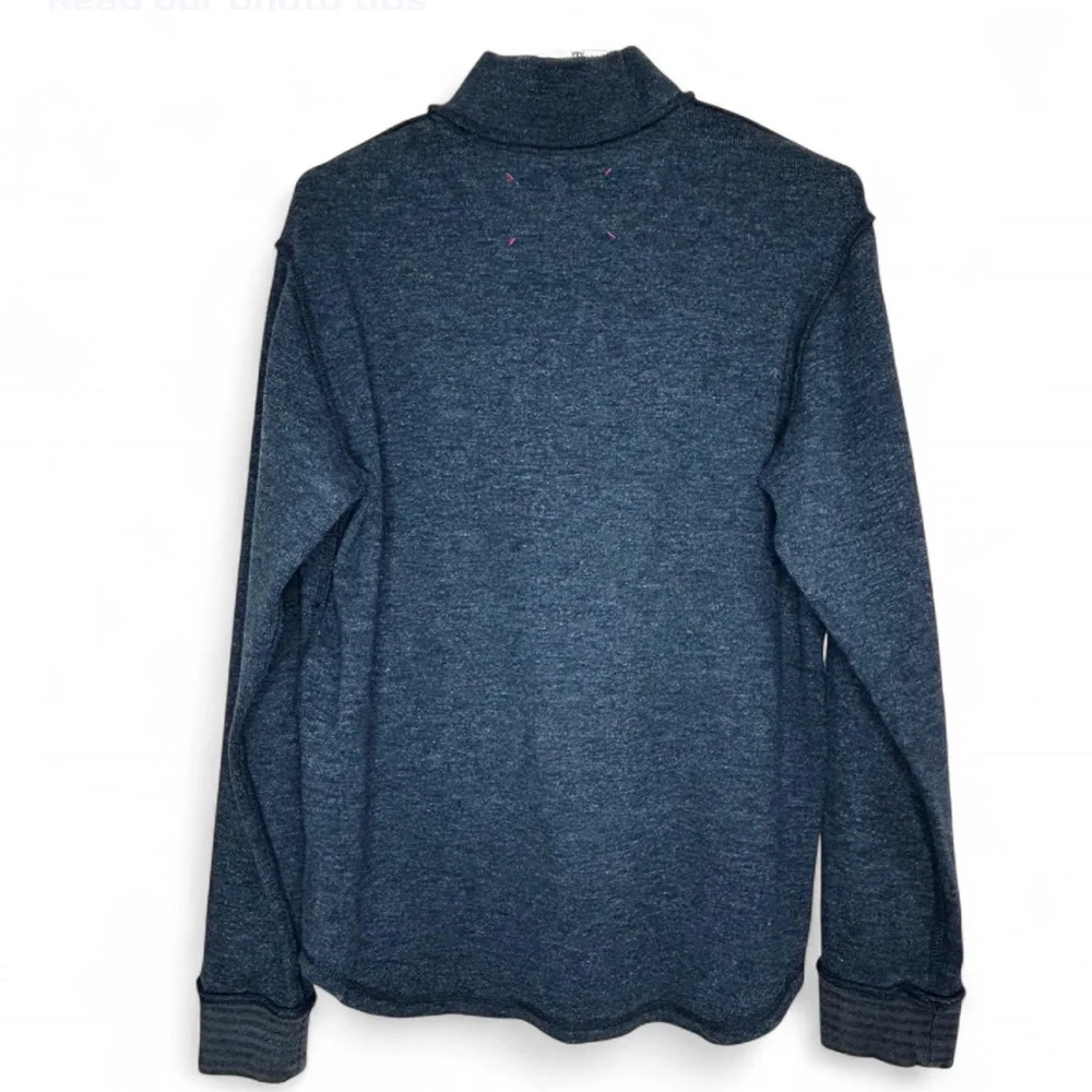 ROBERT GRAHAM Men's Blue 1/4 Zip-Up SweaterM, Long Sleeves High Neck